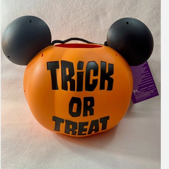Disney Parks Mickey Mouse Light Up Musical Pumpkin Trick or Treat Bucket New - Picture 2 of 8